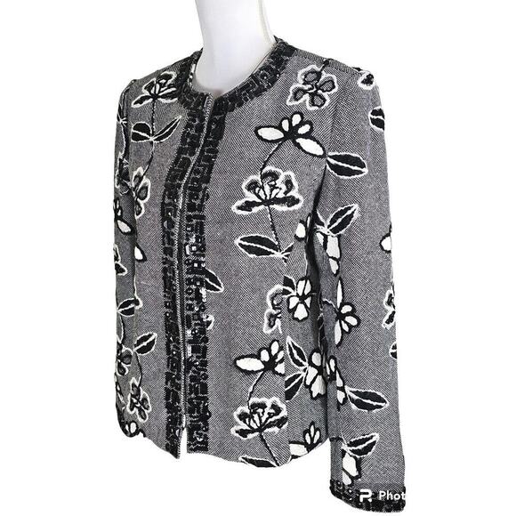 THE COLLECTIVE WORKS OF BEREK 2 BLACK/WHITE EMBROIDERED RHINESTONE JACKET Sz. M - Picture 5 of 12